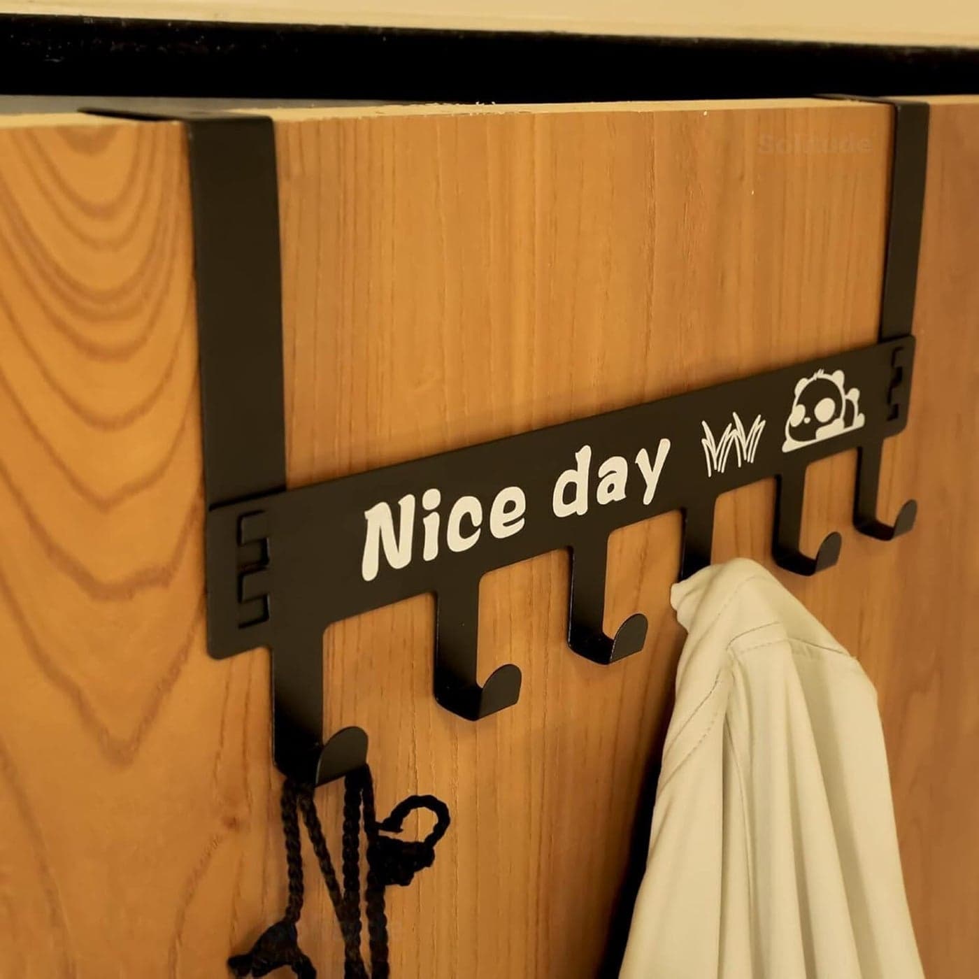 Solitude Pack of 2 Heavy Duty CarbonMetal Over Door Hanger for Cloths Drill Free Door Hanging Hooks for Bathroom Bedroom Kitchen Scarf Coat Towel Holder Removable Door Hanger Carbon Steel