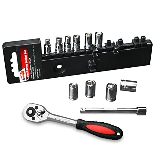 EPAuto 1/4-Inch Drive Socket Set with 72 Tooth Reversible, 12 Pieces
