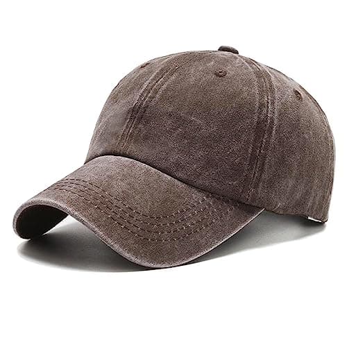 NPJY Vintage Washed Distressed Cotton Dad Hat Baseball Cap Adjustable Trucker Unisex Hats Brown