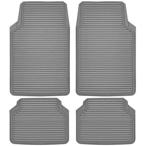 CAR PASS Rubber Car MatsCar Floor Mats All WeatherCar Mats Full Set 4PieceWaterproof Automotive Floor Mats Trim to Fit for Most Cars Sedans SUVs VansHeavy Duty AntiSlip Easy Clean All Gray