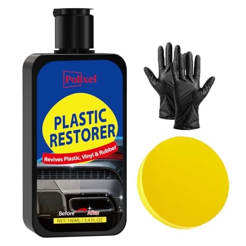 POLIXEL Plastic Restorer for Cars Restores Faded Plastic Vinyl Rubber Trim Bumpers Interior Surfaces to LikeNew Finish Brings Back Deep Black Color UV Resistant 34OZ