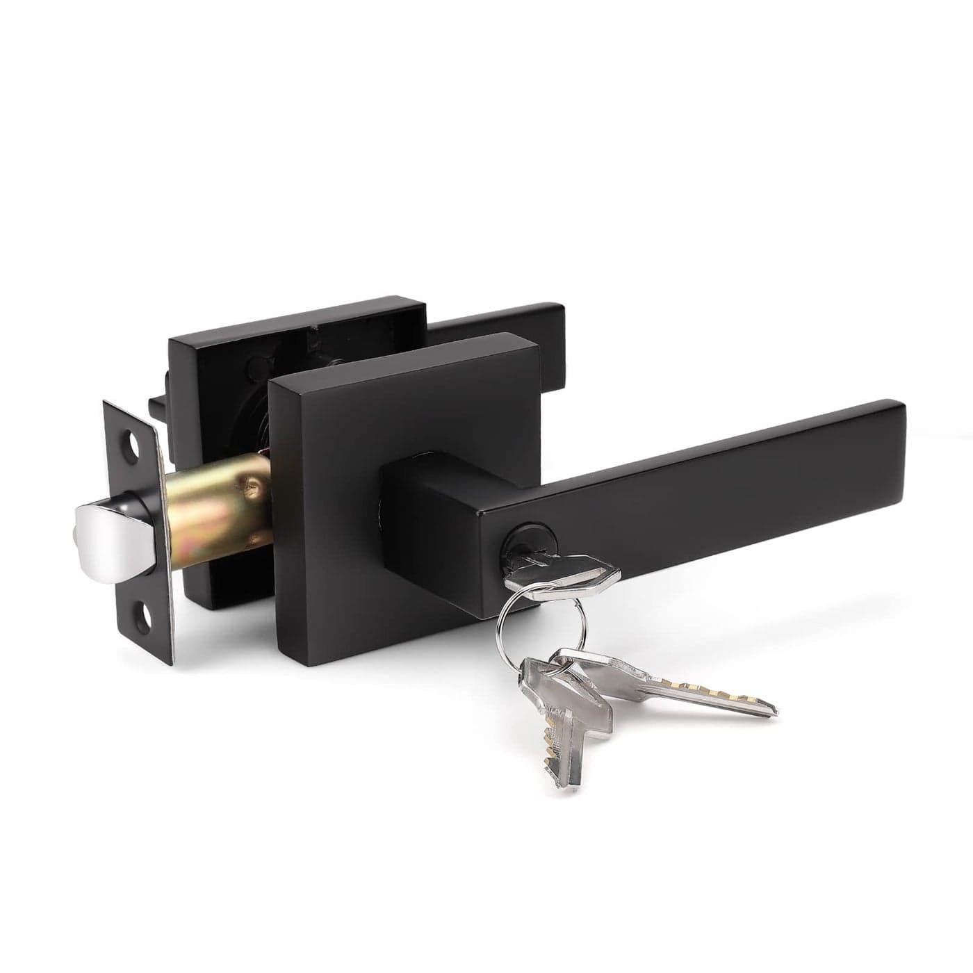 KNOBWELL Exterior Door Handle Heavy Duty Keyed Entry Door Lever SetNot Keyed Alike Entrance Handleset Matte Black Finish Left or Right Handing Door Handle 213 lb One Lever