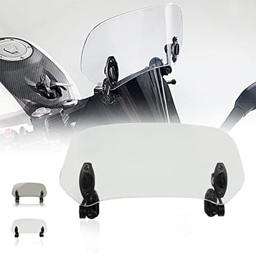 Universal Motorcycle Windshield Extension Adjustable Spoiler Clamp-On Windscreen Deflector for Motorbike Enduro Supermoto Scooter UTV ATV Piaggio- 368mm/Transparent