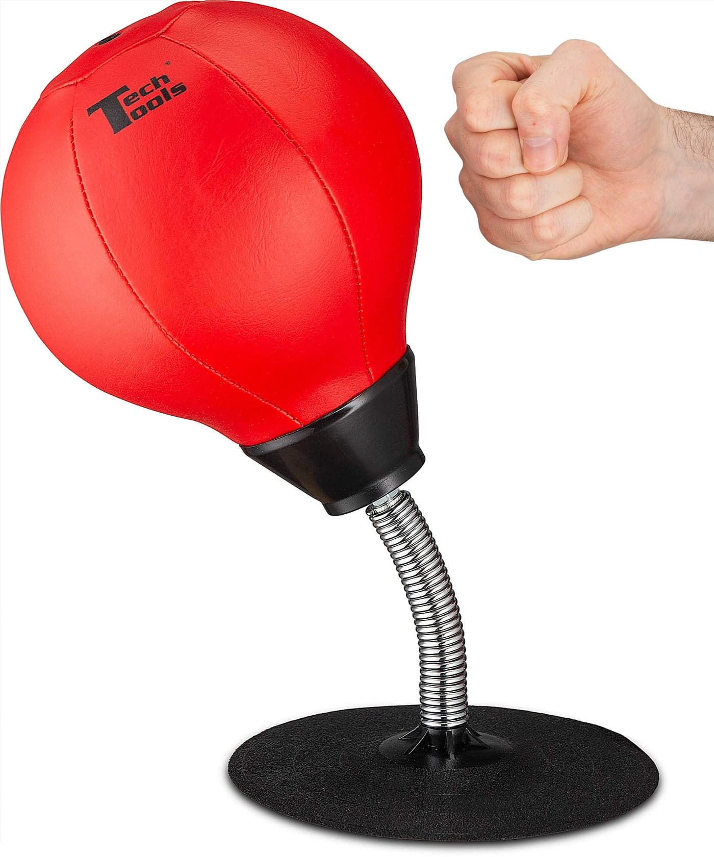 Tech Tools Stress Buster Desktop Punching Bag Suctions to Your Desk Heavy Duty Stress Relief Ball Funny Office Gifts for Boss or Coworker Men and Women