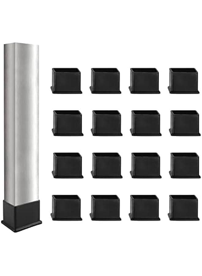 Rectangle Furniture Leg Protectors 1.18 x 0.59, Black Chair Leg Caps Wood Floor Protectors, 30 x 15mm Rubber Chair Leg Covers - 24 Pieces