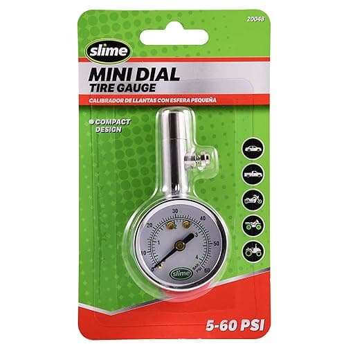 Slime 20048 Dial Gauge Analogue Mini 560 psi with Bleeder Valve