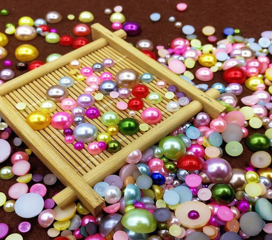 DIY Crafts 50 Pcs, As Image, Flatback Half Pearls, Satin Luster ABS Imitation Pearls Mixed Colors Flat Backed Round Half Pearls for Crafts Jewlery Assorted Mixed Siz (50 Pcs, As Image)