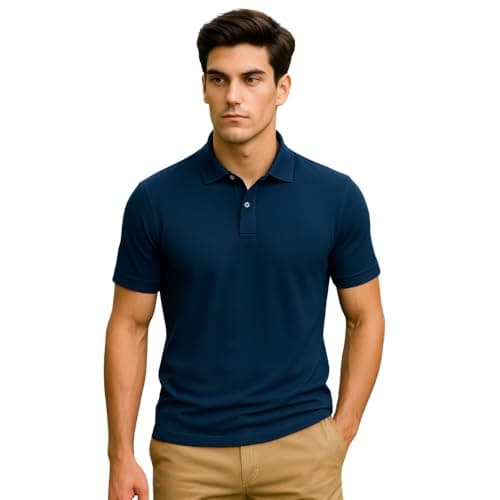 Nobero Men Cotton Solid Polo T-Shirt(1M-TWPO-R0002-DO2_Deep Ocean_S)