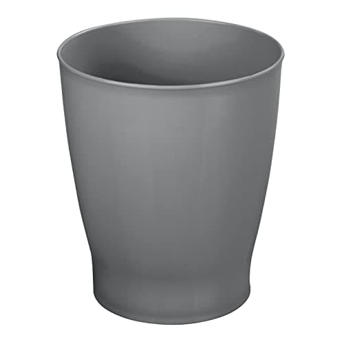 mDesign Round Plastic Bathroom Garbage Can, 1.25 Gallon Wastebasket, Garbage Bin, Trash Can for Bathroom, Bedroom, and Kids Room - Small Trash Can - Fyfe Collection - Charcoal Gray