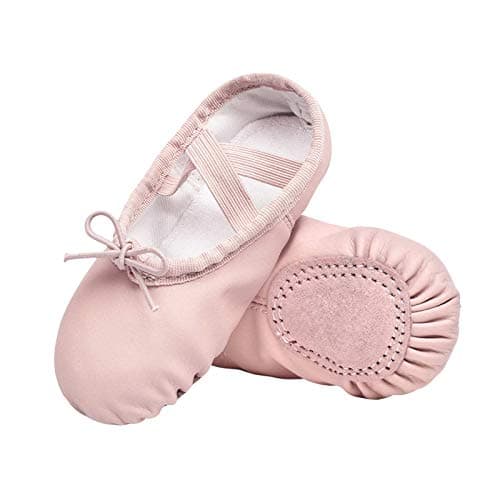 Stelle Girls Ballet Shoes Boys Toddler Soft Leather Dance Slippers for Toddler/Little Kid/Big Kid(Ballet Pink(with Lace), 9MT)
