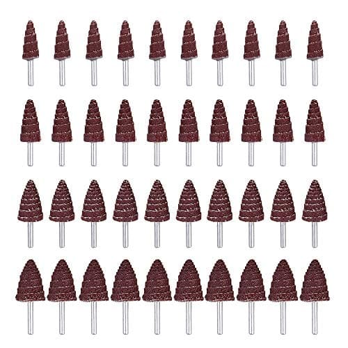Mixiflor 40 Pack 1/4" Shank 80 Grit Cone Shape Abrasive Sandpaper Flap Sanding Wheel Grinding Head Rotary Tool for Grinding and Polishing on Surface and Side Face