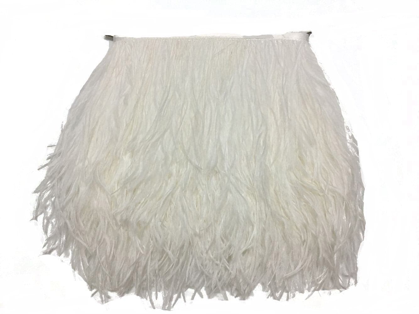 KOLIGHT Pack of 2 Yards Natural Dyed Ostrich Feathers Trim Fringe 45inch for DIY Dress Sewing Crafts Costumes Decoration White