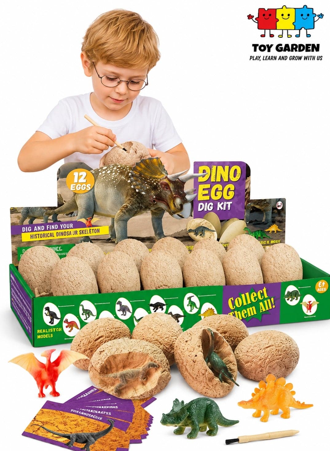 Dinosaur Eggs Dig Kit, Surprise dinosaur eggs - 12 Pack Dino Egg Excavation STEM Toys for Kids | Discover Different Dinos Archaeology & Paleontology Toy | Ideal Gift for Boys & Girls | STEM Educational Excavation Toy for Kids