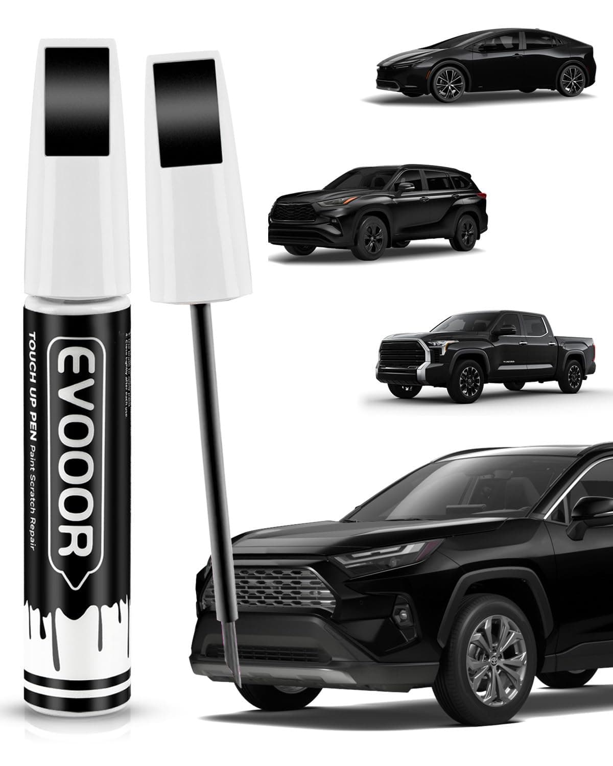 EVOOOR 218 Attitude/Midnight Black Metallic Touch Up Paint Compatible with Toyota Exact Match 2 in 1 Touch up Paint for Chips and Nicks Repair