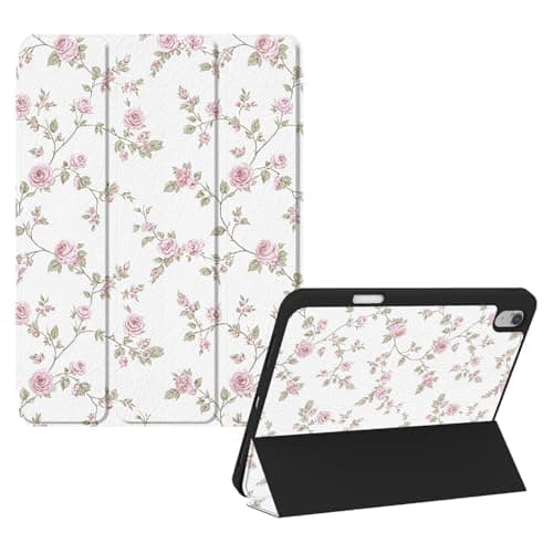 Xkladz Case for iPad Air 11 inch M3/M2 (2025/2024), iPad Air 5th / 4th Generation (2022/2020) 10.9 inch, Cover with Pencil Holder, Auto Sleep/Wake, Cute Design Pattern for Girs Women, Pink Flowers