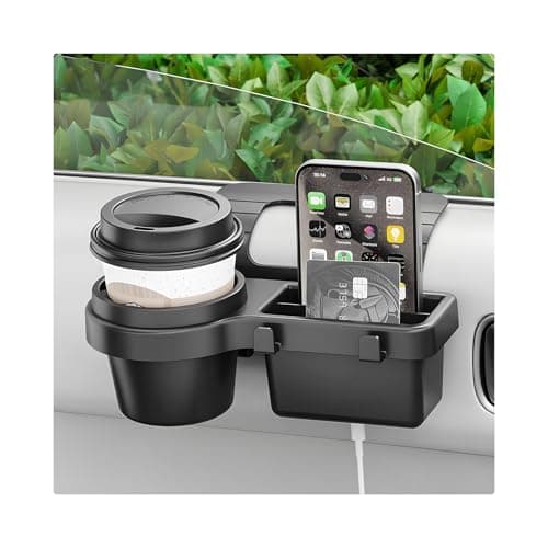 Sbulhia Car Window Multifunctional Storage Organizer, Vehicle Door Side Hanging Storage Rack with Cup Holder, Auto Window Mount Organizer for Cell Phone Earphone Key Water Cup