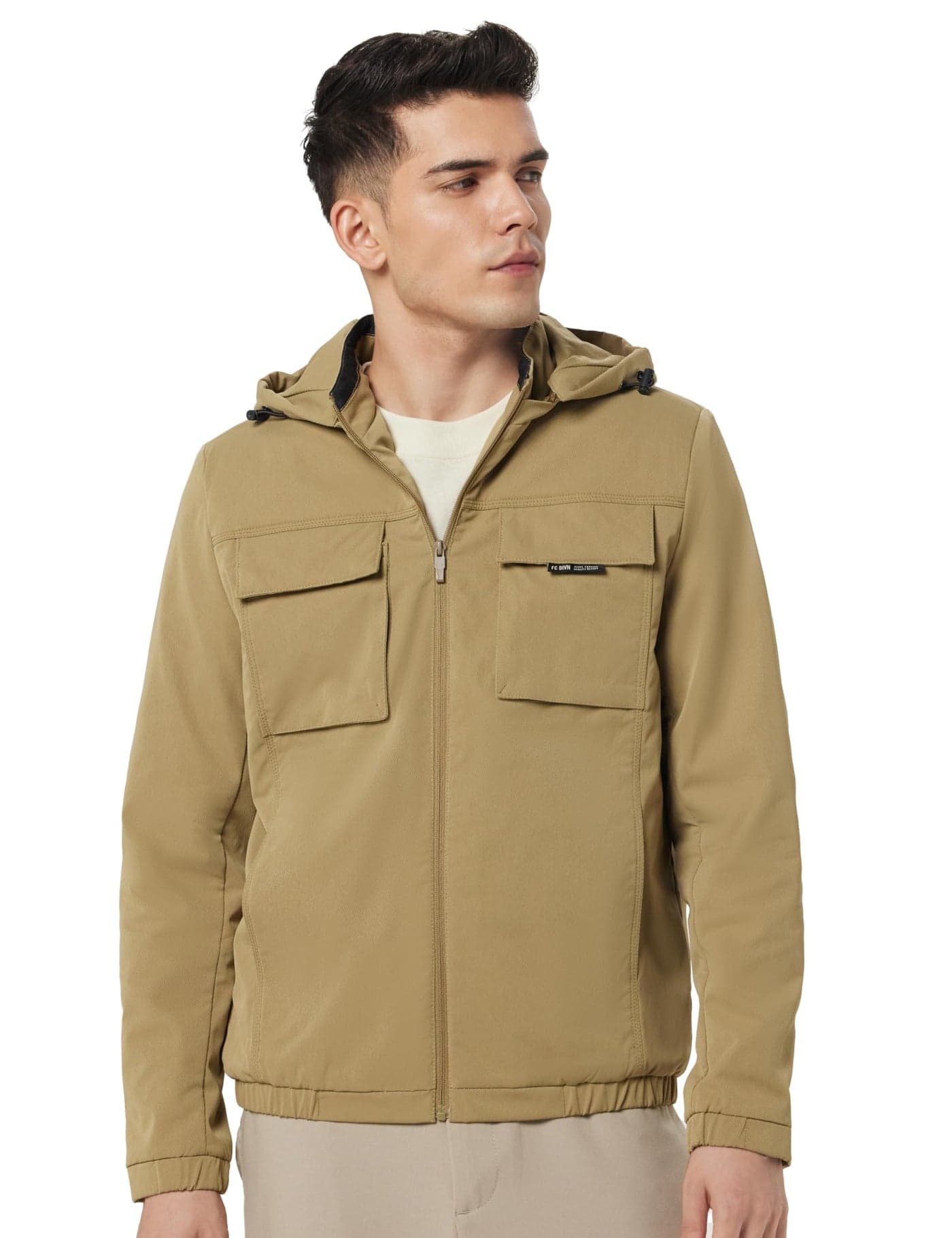 Qube By Fort Collins Polyester Men'S Parka Short Length Coat (BD263AZ_Khaki