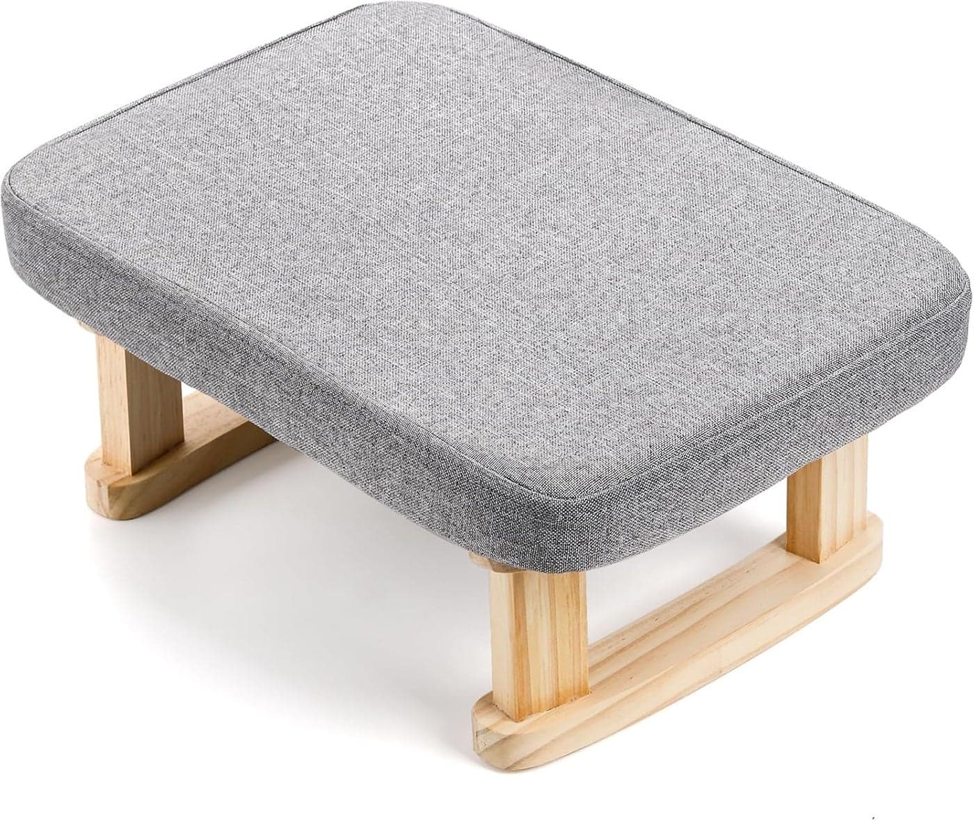 Md Decor Small Footstool Ottoman Rectangle Fabric Foot Stool Rest with Wooden Legs and NonSlip Soft Padding for Couch Desk Office Living Room Bedroom Entryway Dogs Gray