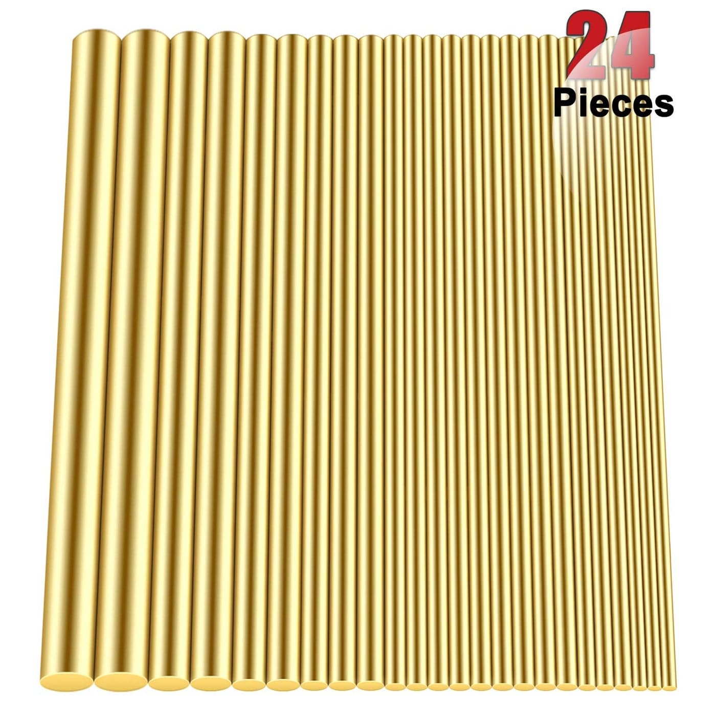 DYWISHKEY Brass Round Rods Bar Assorted, Diameter 2-8mm for DIY Craft Tool (24 Pieces)