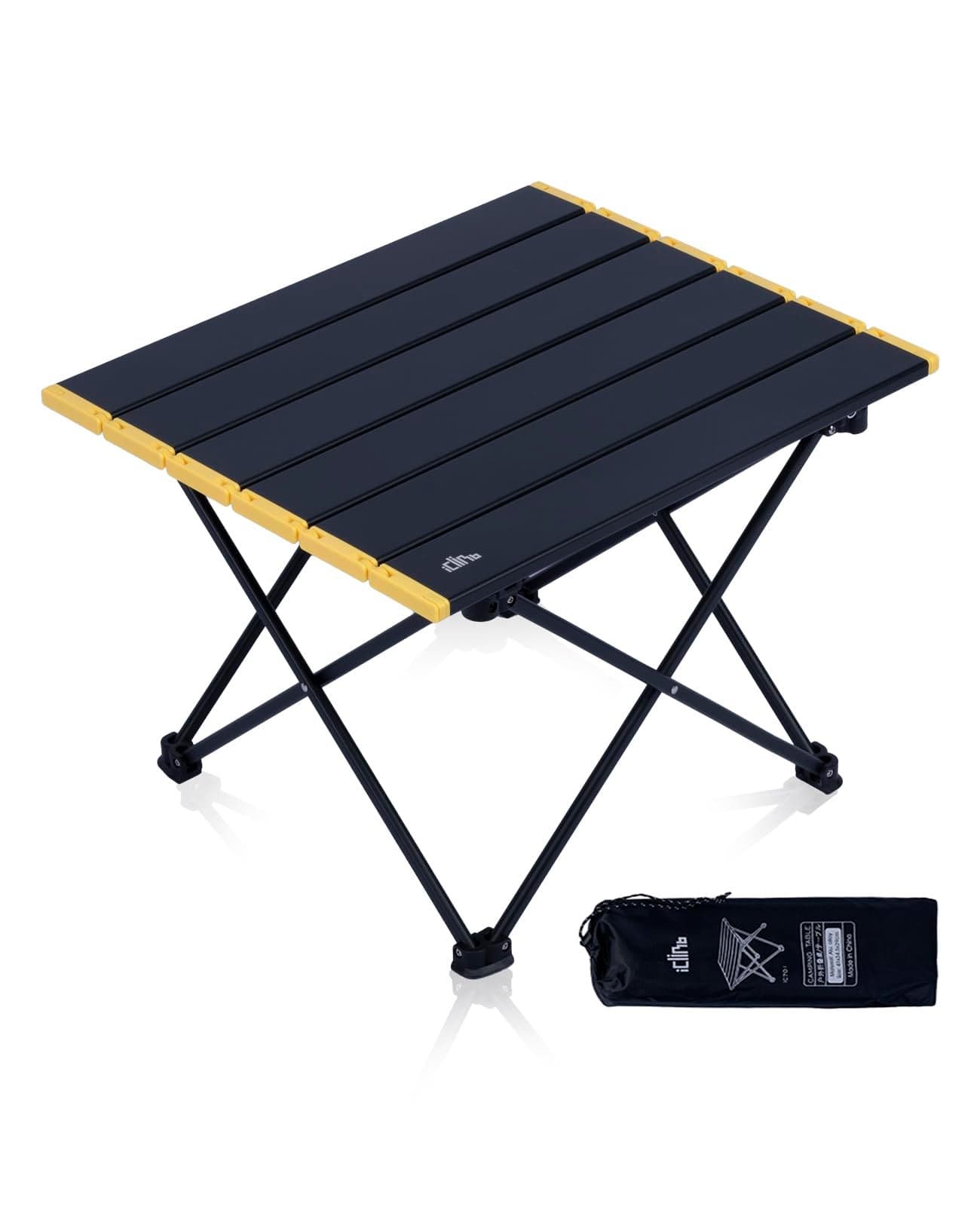 iClimb Ultralight Compact Camping Folding Table with Carry Bag Black S