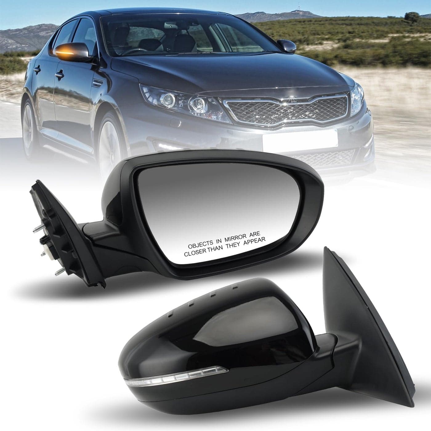 MOFOAP Passenger Side Mirror Compatible with 2011 2012 2013 Kia Optima Mirrors with Turn Signal LightPower GlassManual FoldingReplace KI1321152 Black 5 Pins