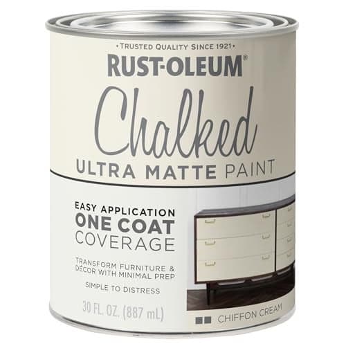 Rust-Oleum Chiffon Cream Chalked All-in-One Ultra Matte Paint | One Coat Coverage | No Primer, Sanding, Or Topcoat Needed | Easy Clean Up | Made in USA | 30 OZ