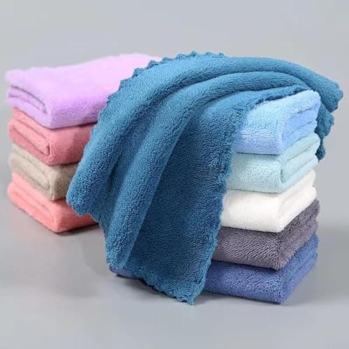 Outlay Home Face Towel/Handkerchief/Rumal Microfiber Small Size -Pack of 12 Pieces - Soft and Super Absorbent Face Towels for Women's, Kids and Newborn Babies - 25x25 CM - 12 Pieces