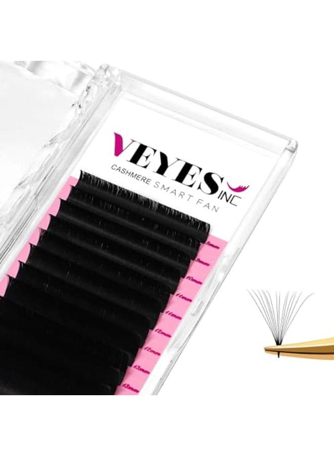 VEYES INC Cashmere Smart Fan Lash Extensions 003 005 007 CCCD Curl 820mm Mixed Single Length Super Matte Black Volume Lashes Professional Supplies for Lash Techs 005 C 12mm