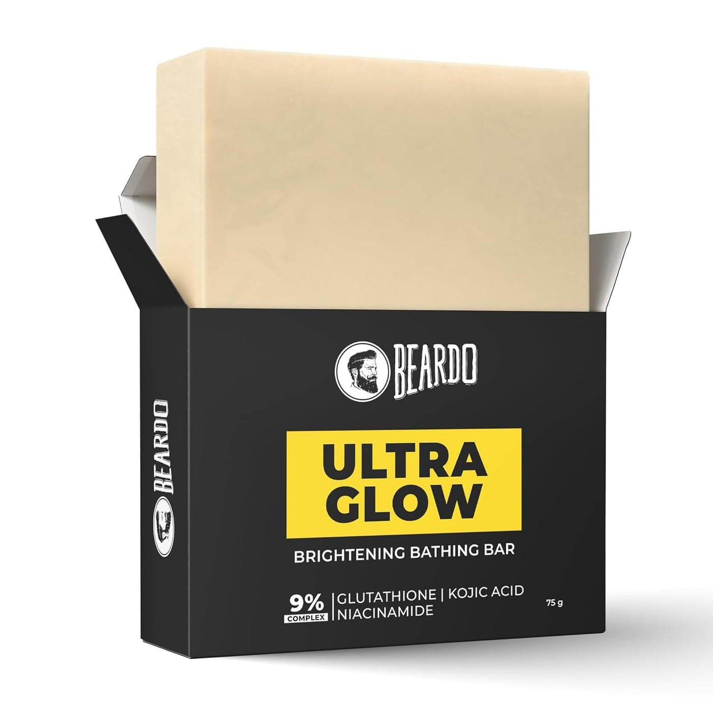 Beardo Ultraglow Brightening Bathing Bar 9 complex glutathione niacinamide kojic acid Skin Brightening Soap Whitening Soap for men Dermatologically Tested 75g X Pack of 1