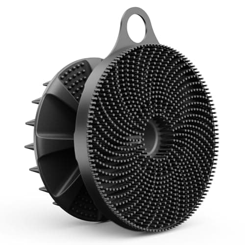 2 in 1 Silicone Brush BEAUTAIL Body Shower Scrubber and Scalp Hair Massager Shampoo Brush Deeply Cleanse Skin Dandruff Removal and Hair Growth Gentle for Women Men Sensitive Skin 1 Pack Black