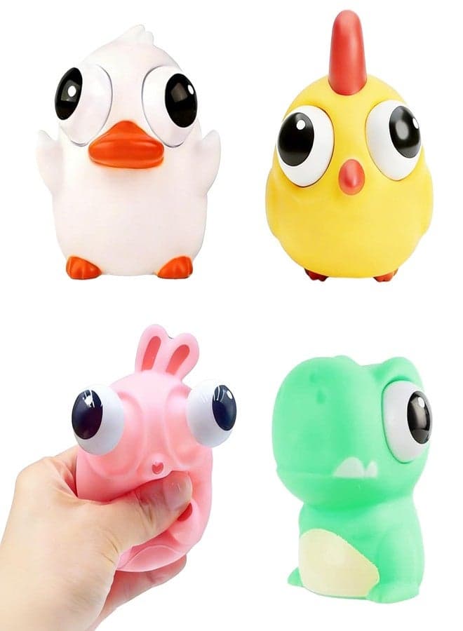 4 Pack Squeeze Toys, Popping Eye Stress Relief Toy, Cute Squishies Toys for Kids Adults, Easter Basket Stuffers Party Favors Gifts for Kids Girls Boys, Goodie Bag Stuffers and Classroom Prizes
