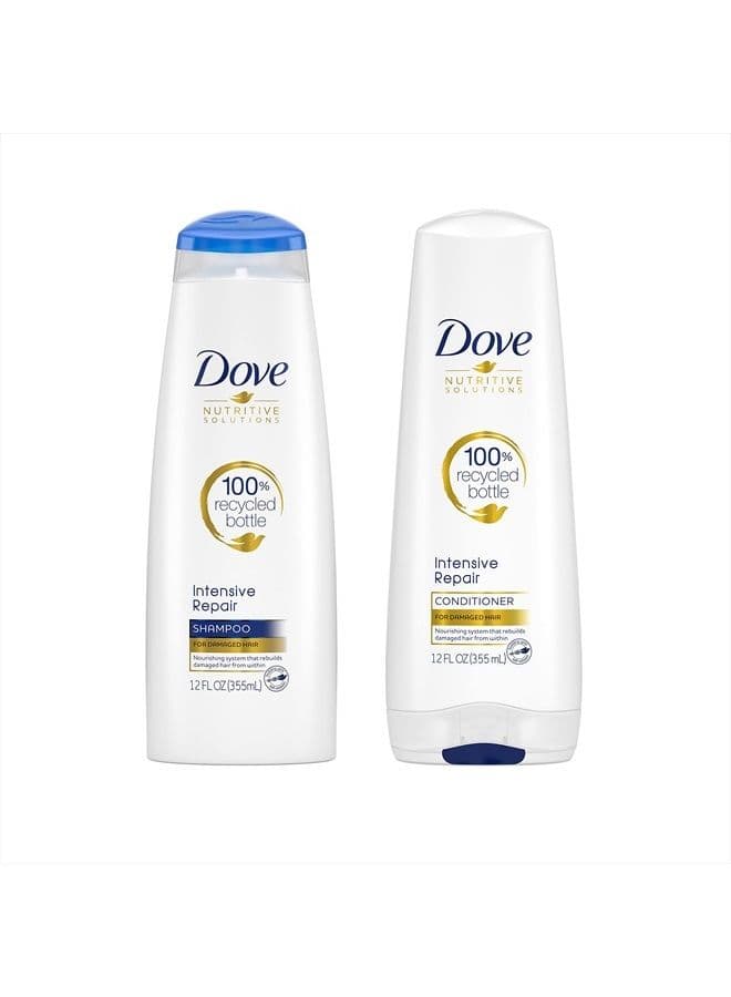 Strengthening Shampoo and Conditioner for Damaged Hair Intensive Repair Dry Hair Shampoo and Deep Conditioner Fromulas with Keratin Actives 12 oz,1 Count (Pack of 2)