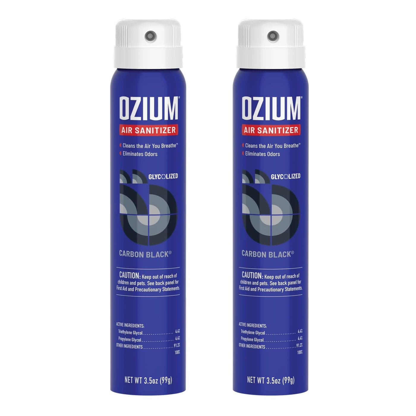 Ozium 3.5 Oz. Air Sanitizer & Odor Eliminator for Homes, Cars, Offices and More, Carbon Black Scent, 2 Pack