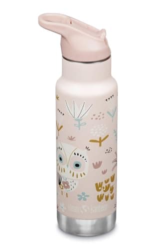 Klean Kanteen 12 oz Classic Kid's Insulated Water Bottle with Flip Seal Sport Cap - 100% Leakproof Cap - BPA-Free - Stainless Steel Material - Owlet