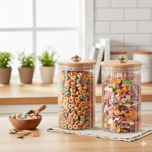The Better Home Pack of 2 Borosilicate Kitchen Containers Set With Wooden Lid & Metal Loop|Microwave Safe|Multi-Utility Storage Jars For Cookies,Snacks,Tea,Coffee,Sugar|820 Ml Each,Transparent
