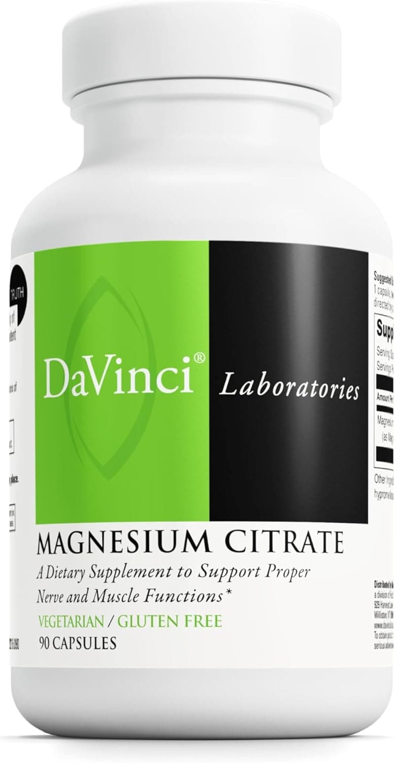 DaVinci Labs Magnesium Citrate Dietary Supplement to Support Muscle Health Healthy Nerves and Mineral Absorption with 140 mg Magnesium per Serving GlutenFree 90 Vegetable Capsules