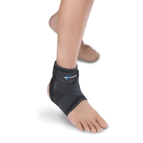GoChamps Premium Neoprene Ankle Wrap & Support Brace, Adjustable Strap for Sprains, Strains, Pain Relief & Injury Prevention, Japanese Collaboration, Medium (25-28 cm, Pack Of 1)
