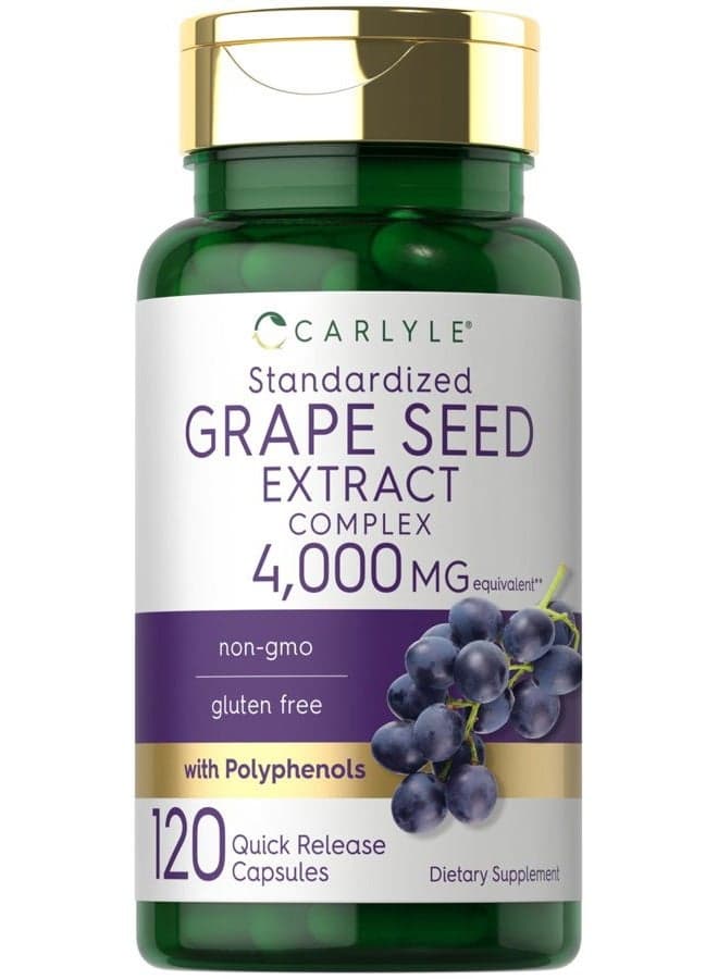 Grape Seed Extract Complex | 120 Quick Release Capsules | Standardized Supplement with Polyphenols | Non-GMO & Gluten Free