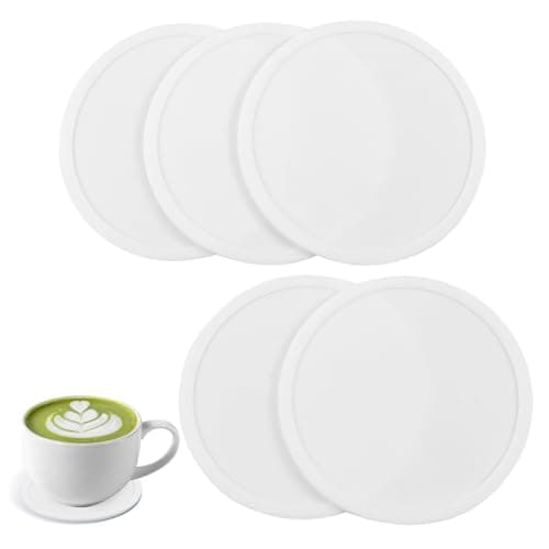 5-Pack White Silicone Coasters - Non-Slip Drink Coasters for Dining Table - Non-Slip Coasters - Cute Desk Coasters - Great for Coffee, Beverages, Tea