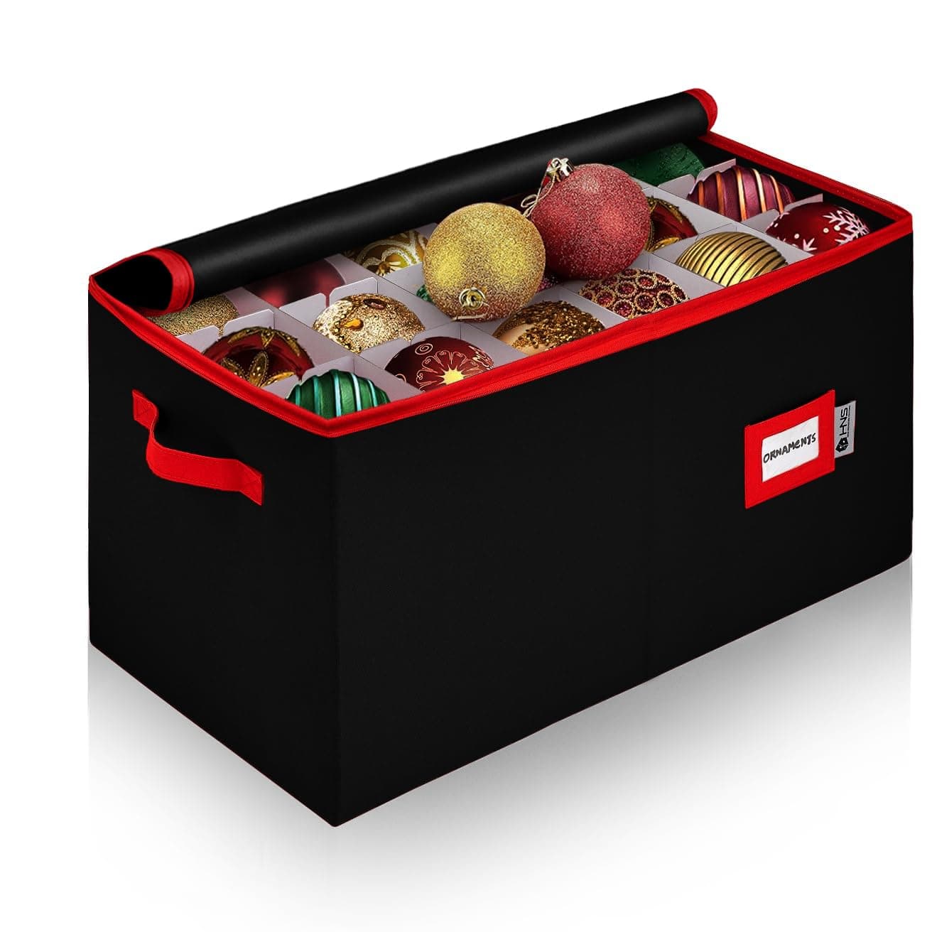 Christmas Ornament Storage Container with Dividers Box Stores Up to 544 Ornaments Zippered Convenient Adjustable Large Organizer Bin to Protect and Store Holiday Dcor Black