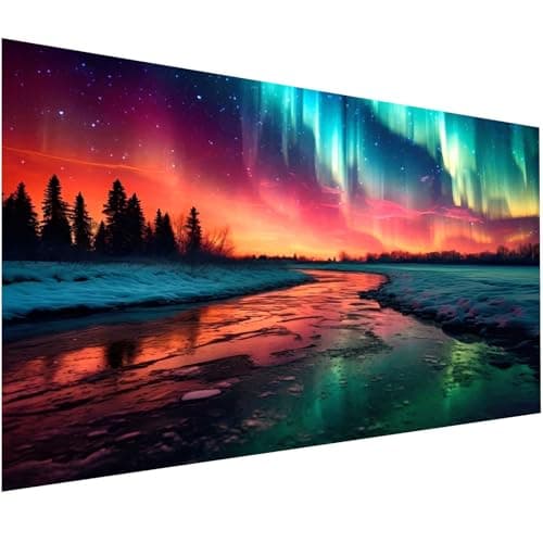OFRKE Diamond Painting Kits for AdultsLarge Aurora Diamond Art Painting for Beginners Diamond Round 5D Full Drill Paint with Diamonds Pictures Gem Art Painting Kits DIY Crafts Kits 28X16in