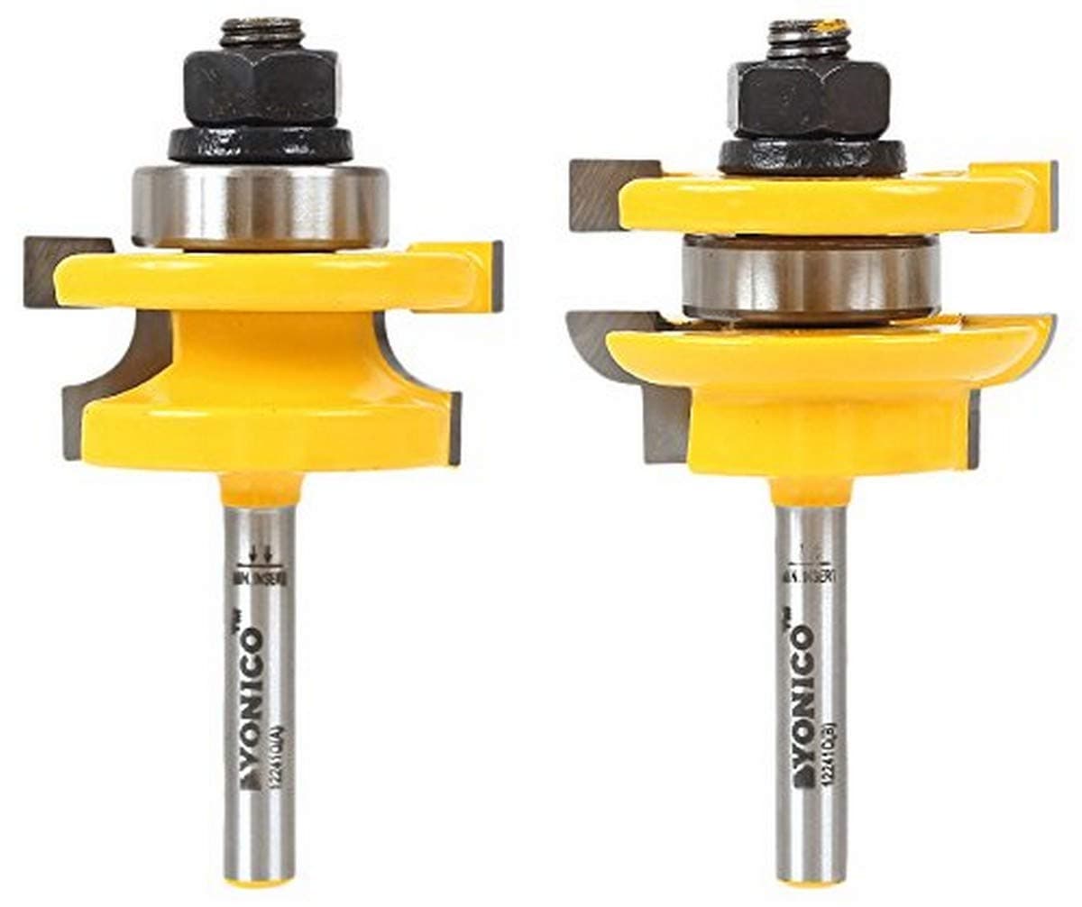 YONICO Cabinet Door Rail and Stile Router Bits Set 2 Bit Round Over 14Inch Shank 12241q