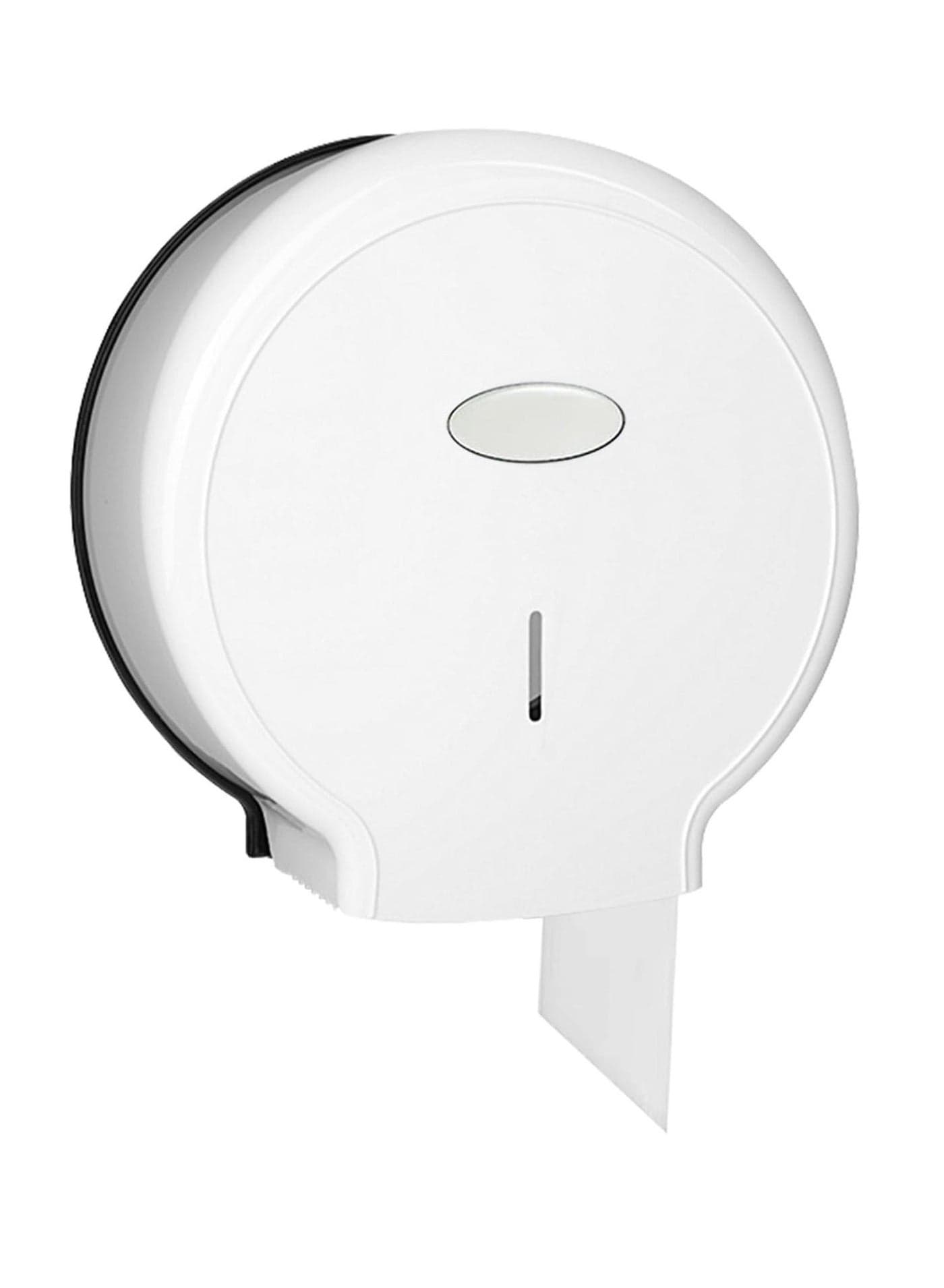 Wall Mounted Toilet Roll Dispenser 10.6×11.0×4.7inch Jumbo Paper Holder for Bathroom Waterproof and Durable No Punching Required Plastic School Office White