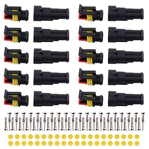 MUYI 10 Kit 2 Pin Way Waterproof Electrical Connector 15mm Series Terminals Water Resistend