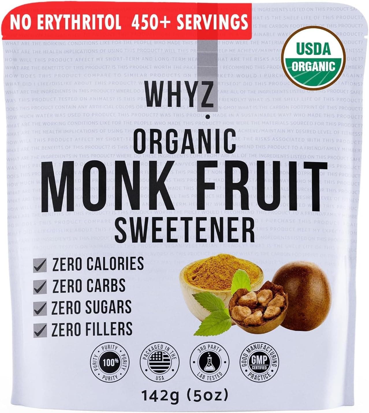 WHYZ Organic Monk Fruit Sweetener - 5 oz