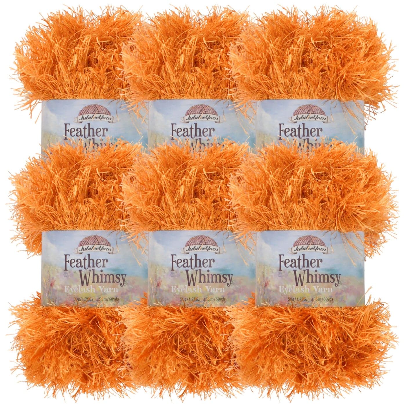JubileeYarn Feather Whimsy Eyelash Yarn 50gSkein Fine Polyester Fur Burnt Orange 6 Skeins