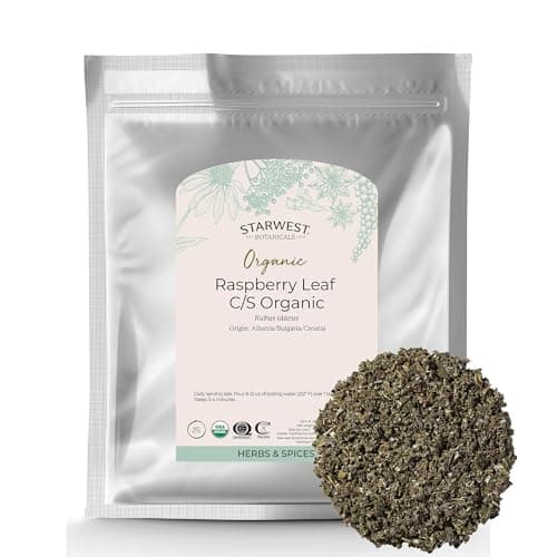 Starwest Botanicals Organic Raspberry Leaf Herbal Loose Leaf Tea Caffeine Free Natural Herbs Pure Dried Raspberry Leaf Cut Sifted Certified Kosher NonGMO Bulk 1 lb Bag