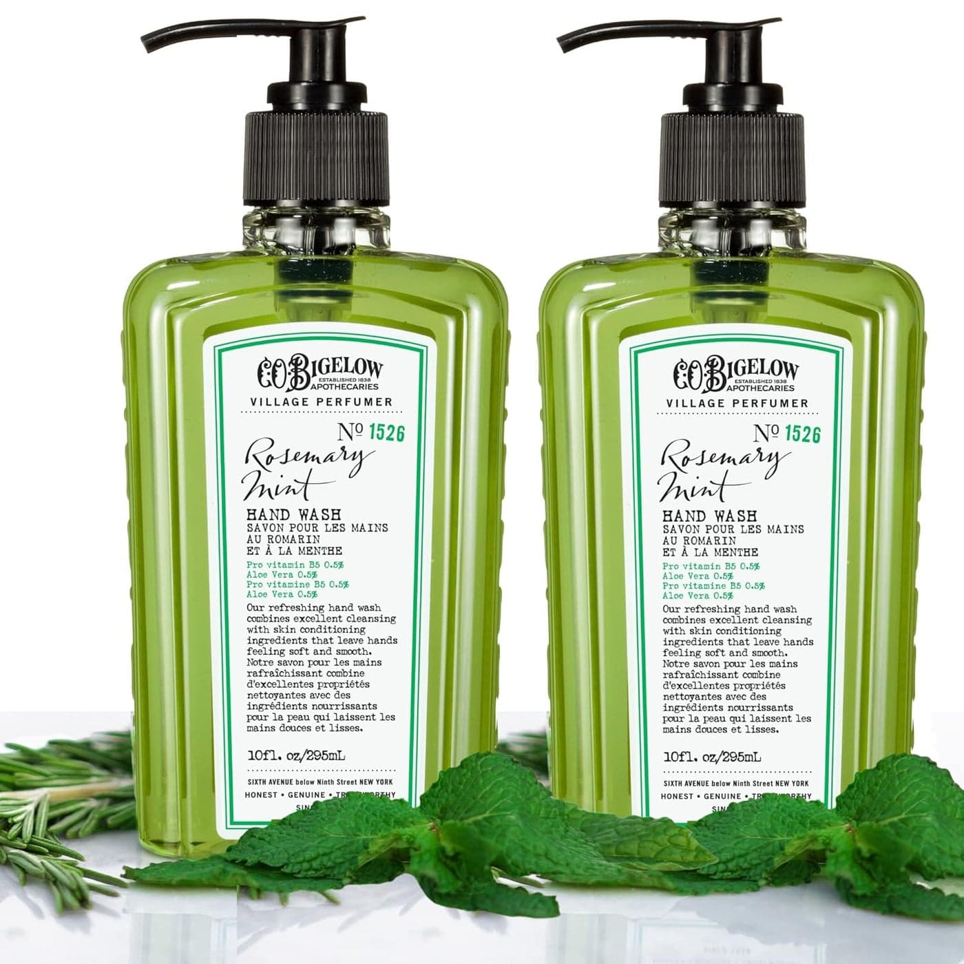 CO Bigelow Hand Wash Rosemary Mint Soap No 1526 Village Perfumer Moisturizing Hand Wash for Bathroom Kitchen with Aloe Vera 10 fl oz Pack of 2