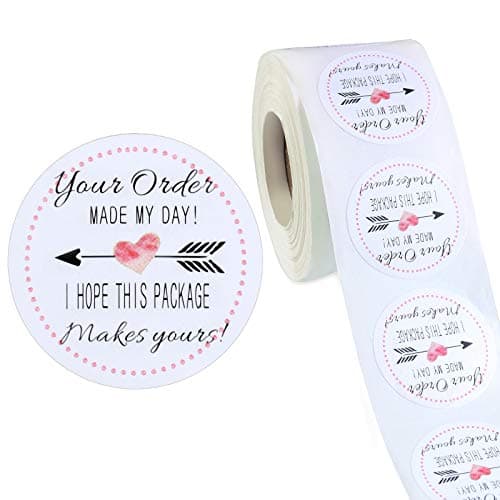 500 Pieces Your Order Made My Day Stickers Decorative Business Stickers Self-Adhesive Round Circle Thank You Label for Envelope Bag Seals Party Supplies(3 cm/ 1.2 Inch,Red)