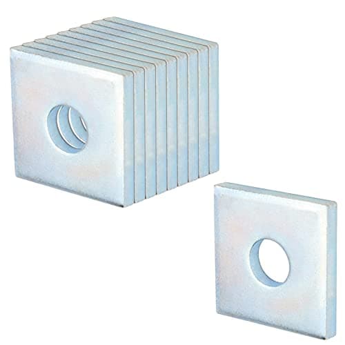 heneng 10 Pcs Square Plate Washers 5/8" (ID) x 2" x 2", Flat Bearing Plate Washers, 7/32" Thick